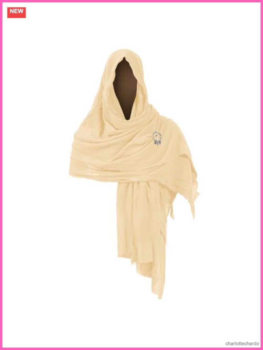 Medieval Hooded Shawl Scarf Renaissance Cowl Cloak Cape with Brooch Pin